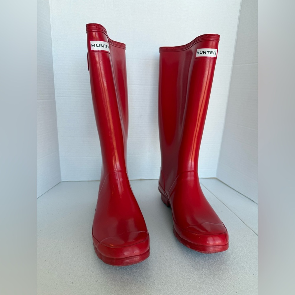 Hunter Classic Red Waterproof Tall Gloss Rain Boots Women's SZ 7M 8F UK 6 EU 39